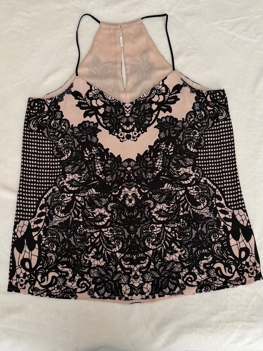 Express Pink & Black Halter-Style Lace-Print Camisole